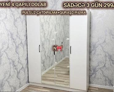 dolab skaf: Satılır: *birbaşa istehsalçıdan 4 qapılı dolab* Qeyd:Yenidir, *Hazır — 1