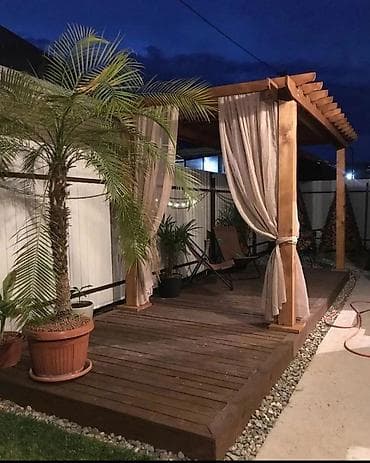qapi perdeleri: Taxta pergola və terras platforması – bağ və həyət üçün estetik açıq — 3