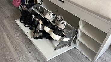 stulları: Ağ rəngli çoxfunksiyalı dəhliz tumbası-oturacaq - Üst hissədə yumşaq — 2