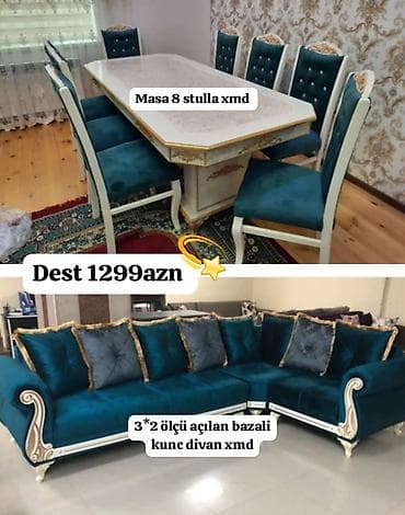 Klassik üslubda mebel dəsti - Yemək otağı üçün masa + 8 ədəd stul lalafo.az -da Klassik üslubda mebel dəsti - Yemək otağı üçün masa + 8 ədəd stul