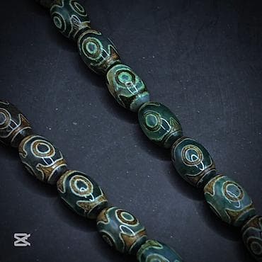 bujuteriya: Məhsul: Təsbeh - Material: Tebii Yaşıl-qəhvəyi Əqiq daşı Dzi muncuqlar — 3