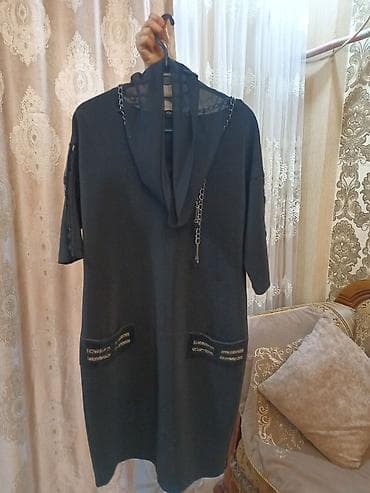 gullu paltar modelleri: Qadın geyimi – qara rəngli kokteyl/ziyafət donu - Model: Düz kəsimli — 7