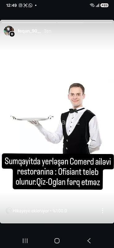 otelde: Ofisiant tələb olunur, Restoran, İstənilən yaş, 3-5 illik təcrübə — 3