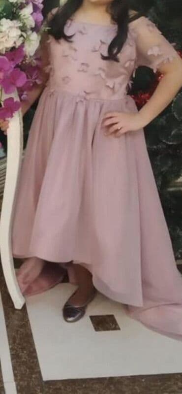 детские юбки для танцев для девочки: Uşaq ziyafət donu – pudra/boz-gül rəngi - Model: Assimetriyal ətəkli — 2