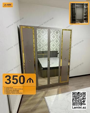zivella az: 4 qapılı dolab - Ölçülər: Dərinlik 47 × Hündürlük 200 × Uzunluq 160 — 1