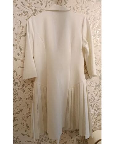 topik geyim: Ağ rəngli qadın paltar-kostyum (blazer dress) - Dizayn: Krujevalı — 2