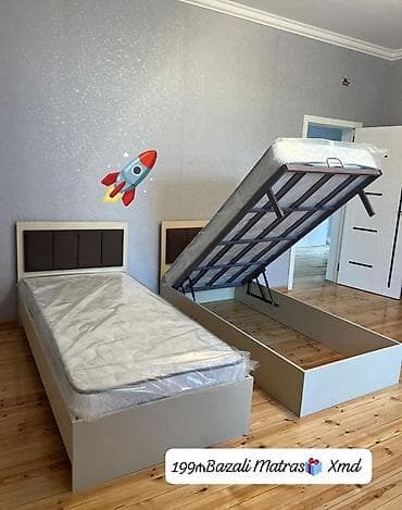 Təknəfərlik çarpayı, Bazalı, Matras ilə, Siyirməsiz