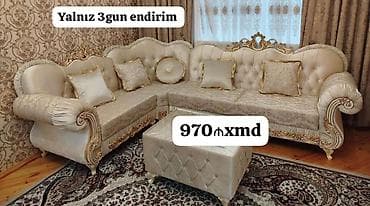 perla divan: Klassik üslubda dəbdəbəli yumşaq mebel dəsti: - Künc divan + geniş — 1