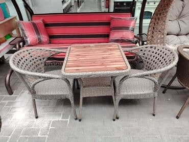 stol ucuz: Balkon üçün, Yeni, Açılmayan, Dördbucaq masa, 2 stul — 2