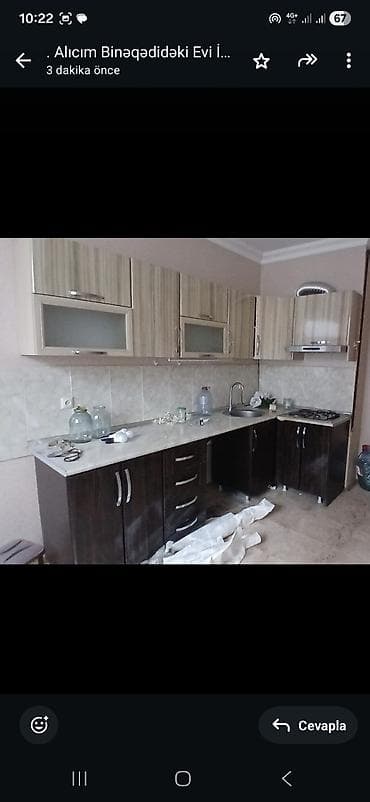 Mətbəx mebeli dəsti – L formalı - Üst və alt modullar: kombinə