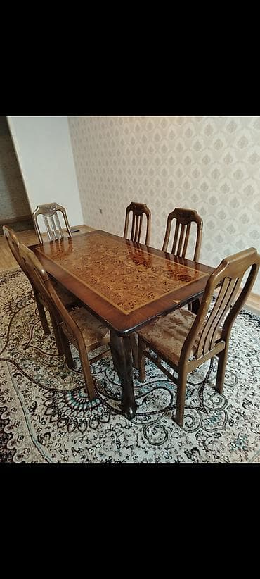 Qonaq otağı üçün, Açılmayan, Dördbucaq masa, 6 stul