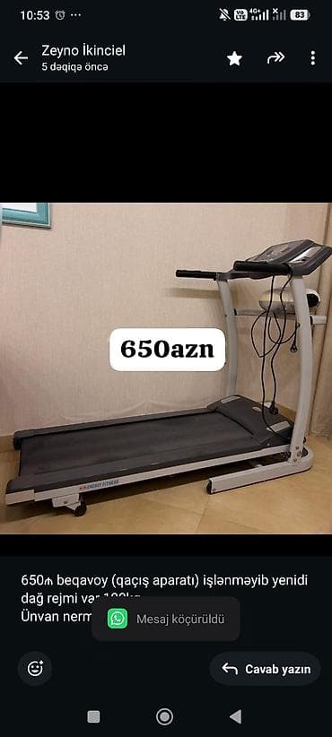 650₼ beqavoy (qaçış aparatı) işlənməyib yenidi dağ rejmi var 100kq