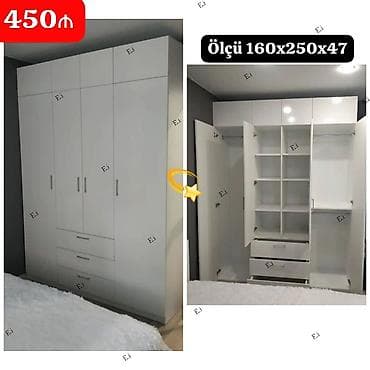 Ağ rəngli çoxfunksiyalı paltar dolabı - Ölçü: 160 x 250 x 47 sm (eni