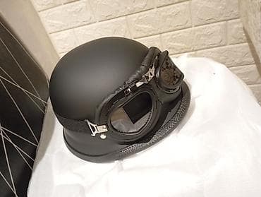 Təzə yeni Retro üslublu motosiklet dəbilqəsi + eynək dəsti (şlem