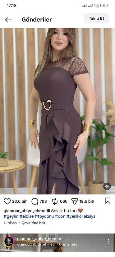 beli: Məhsul: Qəhvəyi rəngli zərif abiyə don - Model: beldə kəmərli, qızılı — 1