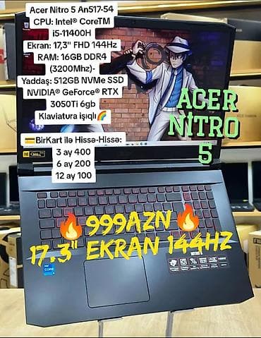 Acer Nitro, 17.3 ", Intel Core i5, 512 GB