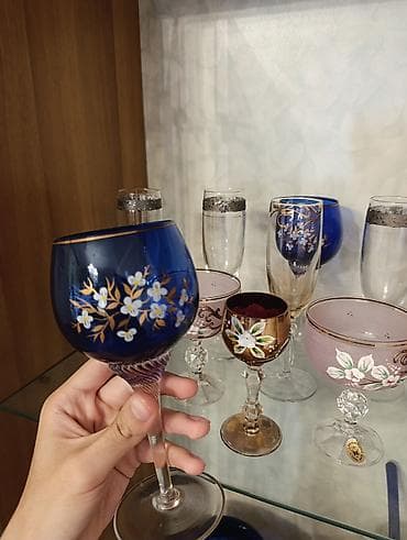 ucuz drel: Qədəhlər, rəng - Göy, Şüşə — 2