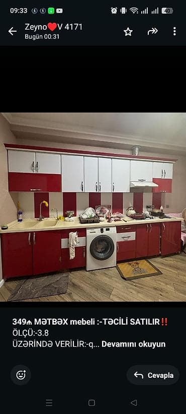 *349₼ MƏTBƏX mebeli :-TƏCİLİ SATILIR*‼️ ÖLÇÜ:-3.8 ÜZƏRİNDƏ — 1