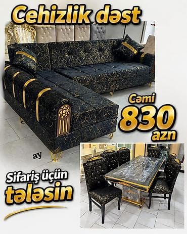 Ev üçün mebel: Cehizlik dəst – zərif qızılı detallarla lüks dizayn Dəst tərkibi: - — 1