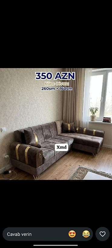stul 2 el: Künc divan, Yeni, Açılmayan, Parça, Şəhərdaxili pulsuz çatdırılma — 1