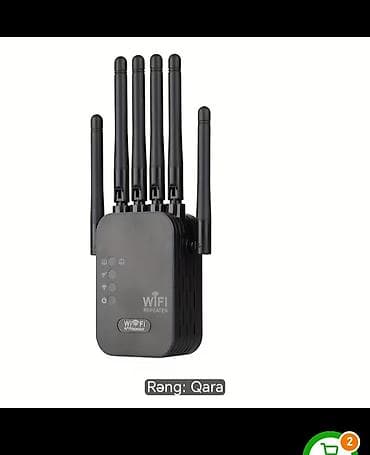 Wi‑Fi Repeater / Siqnal Gücləndirici - Rəng: qara - Çoxantenalı