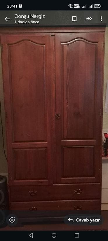 kreslo gence: Yataq otağı üçün taxta mebel dəsti - Dolab: İkiqat qapılı, klassik — 1