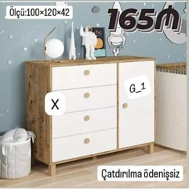 kitab skafı: Uşaq otağı üçün komod və dolab kombinasiyası. Ölçü: 100 x 120 x 42 sm — 1