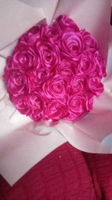 ağaç güller: Süni gül buketi – parlaq çəhrayı “qızılgül” kompozisiyası - Material — 1