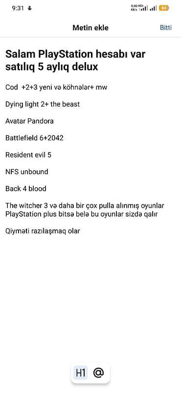 yeni planşet: PlayStation hesabı – 5 aylıq Deluxe Hesabda mövcud oyunlar: - Call of — 1