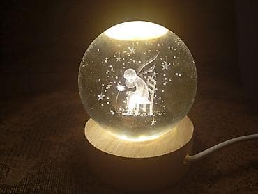 sehne isiqlari: 3D Crystal Ball Night Light – USB ilə işləyən dekorativ gecə işığı - — 7