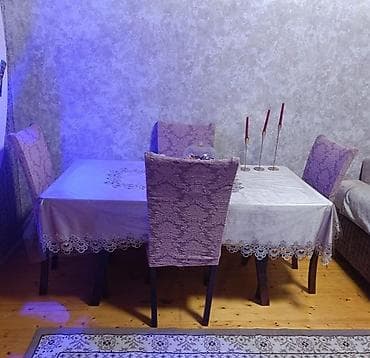 ev ucun stol stul: Qonaq otağı üçün, Açılmayan, Dördbucaq masa, 6 stul — 1