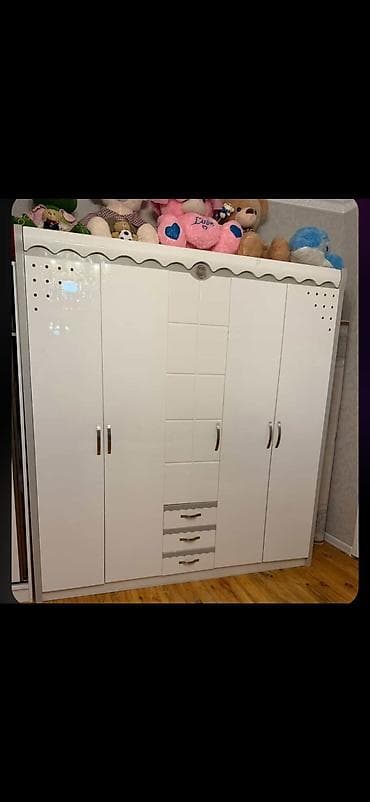 qab dolabi: 5 qapı, Siyirməli, Ağ, Açılan, Düz dolab — 1