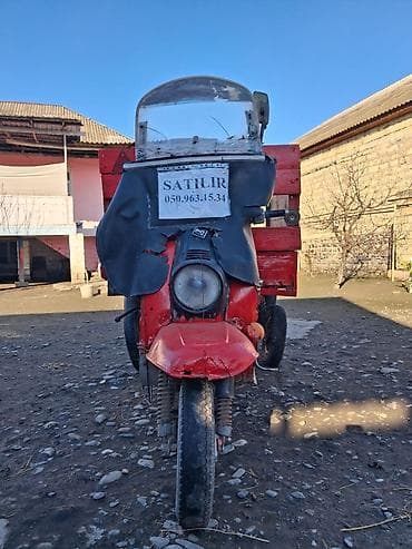 elektrik ot bicən: Yükdaşıma üçün üçtəkərli motoaraba - Korpus: qırmızı rəngdə, taxta — 3