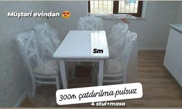 stol desdi: Mətbəx üçün, Dördbucaq masa, 4 stul — 30