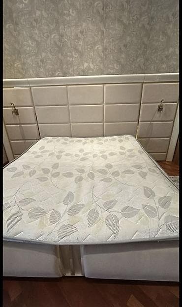 aslanoglu mebel: Yataq dəsti – geniş ölçülü, yumşaq başlıq və alt bazalı - Rəng: açıq — 1