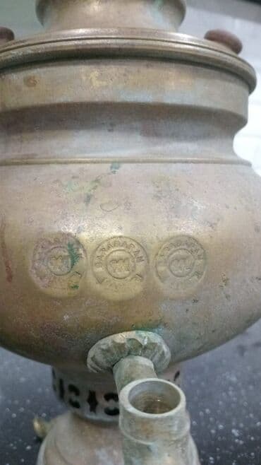 Əntiq radio: Antik mis samovar – “BƏRDƏDARAN” damğalı - Material: tökmə mis/pirinç — 3