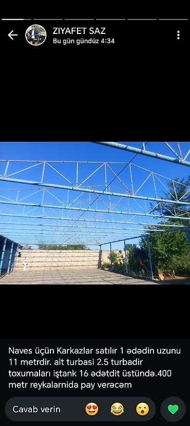 Metal fermalar: Naves üçün metal karkas konstruksiyası - Ölçü: Hər bir ferma 11 metr — 4