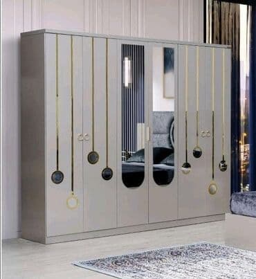 купить трюмо с зеркалом: Новый, Распашной, 6 дверей Прямой шкаф, Гардеробный шкаф, Турция — 1