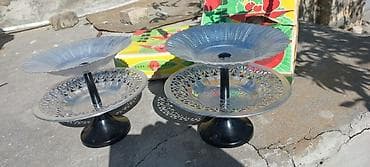 meyvə qablari: İkiqat meyvə qabı – 2 ədəd - Material: metal (parlaq, relyefli naxışlı — 7