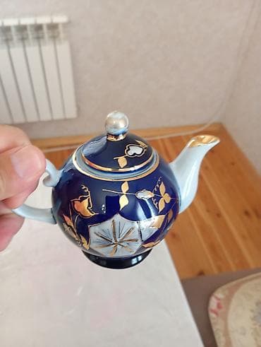 Qab-qacaq və mətbəx ləvazimatları: Çay dəsti, rəng - Göy, Farfor — 3