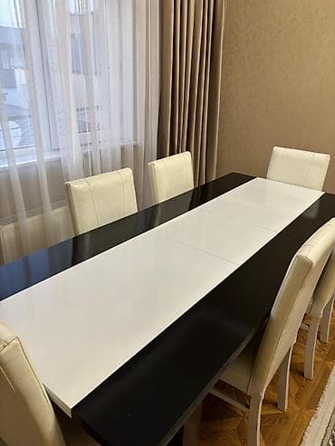 Qonaq otağı üçün, Dördbucaq masa, 6 stul