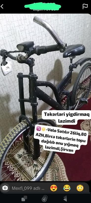 Velosiped – 26-lıq təkər ölçüsü Xüsusiyyətlər: - Çərçivə: city/MTB