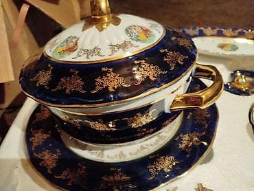 armudu stekan nece ml: Nahar dəsti, rəng - Qızılı, Farfor — 1