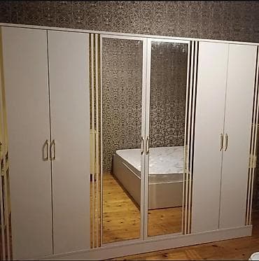 Yeni, 6 qapı, Güzgülü, Ağ, Açılan, Düz dolab