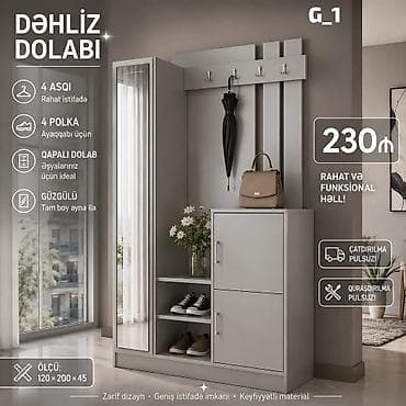 Dəhliz Dolabı – G_1 modeli - Geniş və funksional həll - 4 ədəd asqı