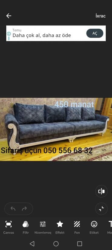 Sifarişlə taburetkalar: Künc divan, Qonaq otağı üçün, Vеlur parça — 6