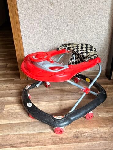 Yerimək üçün arabalar, çəliklər, əsalar, rollatorlar: Uşaq gəzdirəni / yürüteç - Rəng: qırmızı-savrı-siyahı kombinasiyası — 1