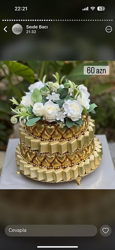 Şokolad tortu-kompozisiyası (qutu hədiyyə) - Üçmərtəbəli dekorativ