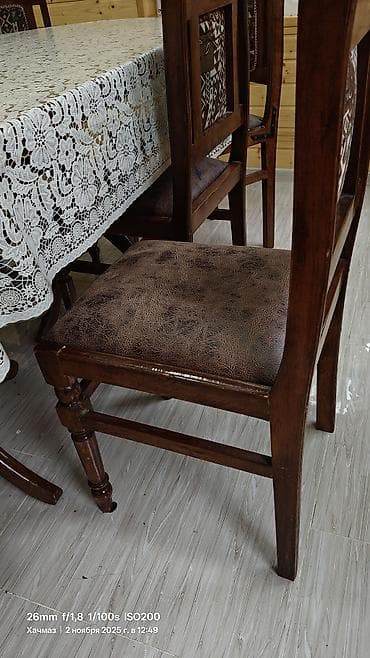 saloglu divan kreslo: Qonaq otağı üçün, İşlənmiş, Açılmayan, Oval masa, 6 stul — 2