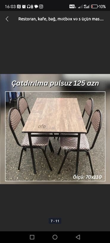 mətbəx ucun stol stullar: Mətbəx üçün, Açılmayan, Dördbucaq masa, 6 stul — 3